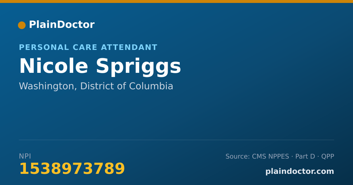 Shareable card for Nicole Spriggs - Personal Care Attendant, Washington, DC