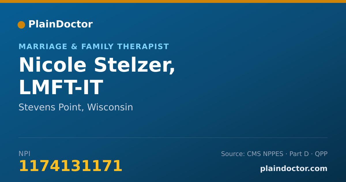 Shareable card for Nicole Stelzer, LMFT-IT - Marriage & Family Therapist, Stevens Point, WI
