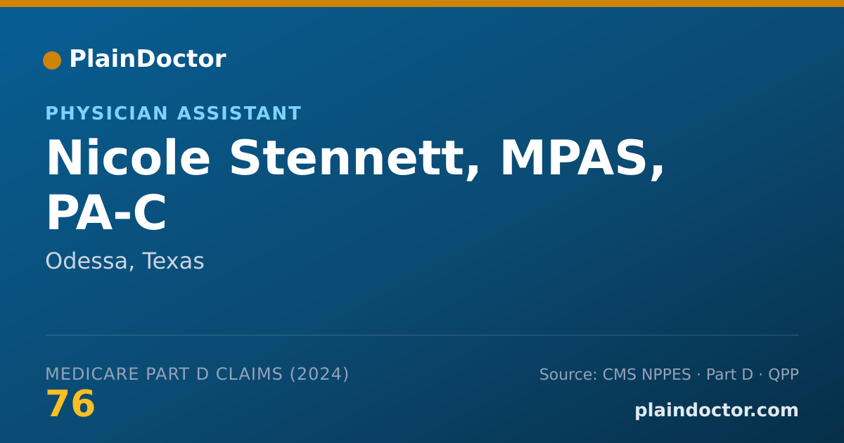 Shareable card for Nicole Stennett, MPAS, PA-C - Physician Assistant, Odessa, TX