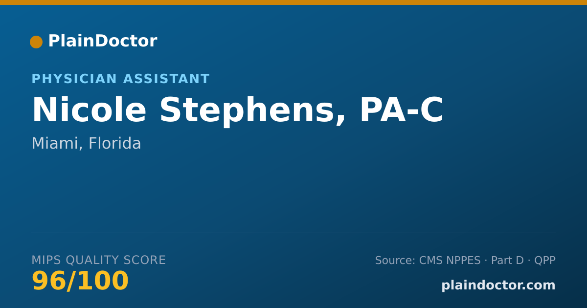 Shareable card for Nicole Stephens, PA-C - Physician Assistant, Miami, FL