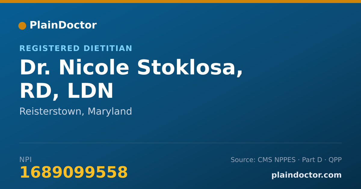 Shareable card for Nicole Stoklosa, RD, LDN - Registered Dietitian, Reisterstown, MD