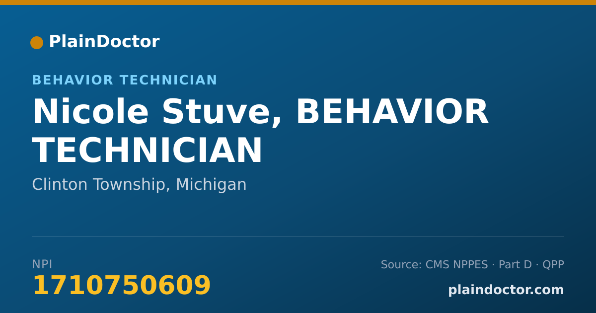 Shareable card for Nicole Stuve, BEHAVIOR TECHNICIAN - Behavior Technician, Clinton Township, MI