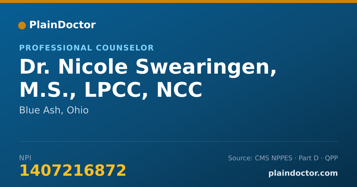 Shareable card for Nicole Swearingen, M.S., LPCC, NCC - Professional Counselor, Blue Ash, OH