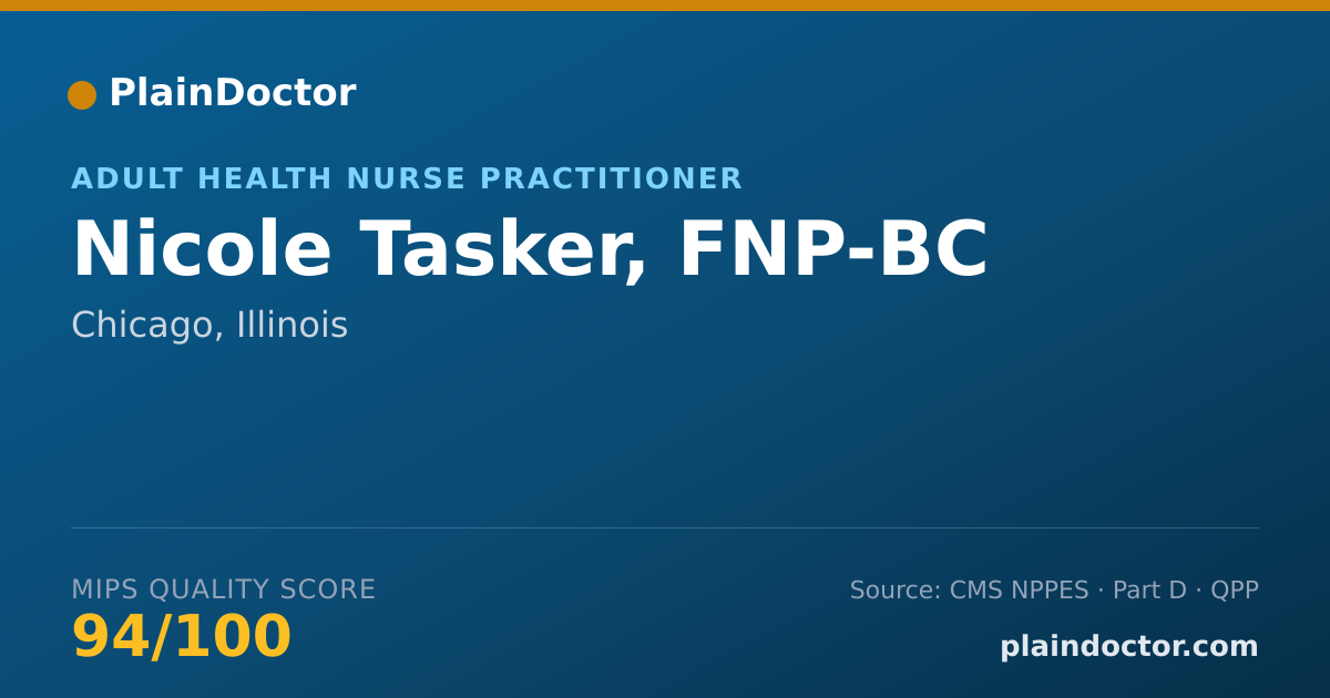 Shareable card for Nicole Tasker, FNP-BC - Adult Health Nurse Practitioner, Chicago, IL