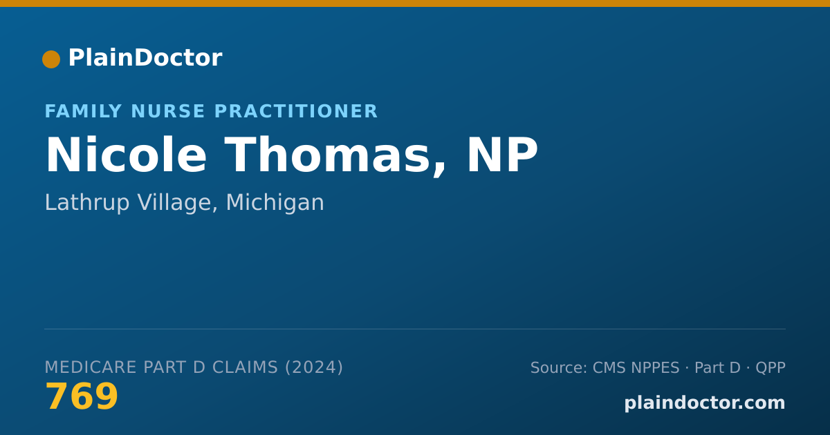 Shareable card for Nicole Thomas, NP - Family Nurse Practitioner, Lathrup Village, MI
