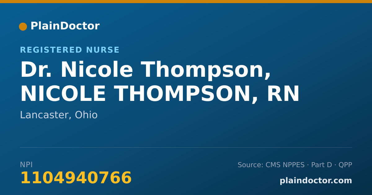 Shareable card for Nicole Thompson, NICOLE THOMPSON, RN - Registered Nurse, Lancaster, OH