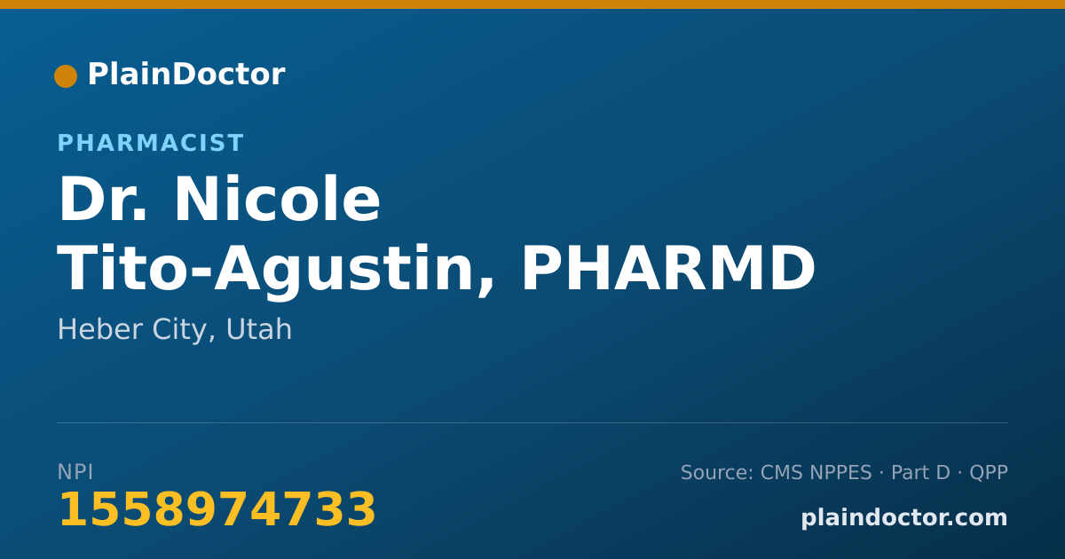 Shareable card for Nicole Tito-Agustin, PHARMD - Pharmacist, Heber City, UT