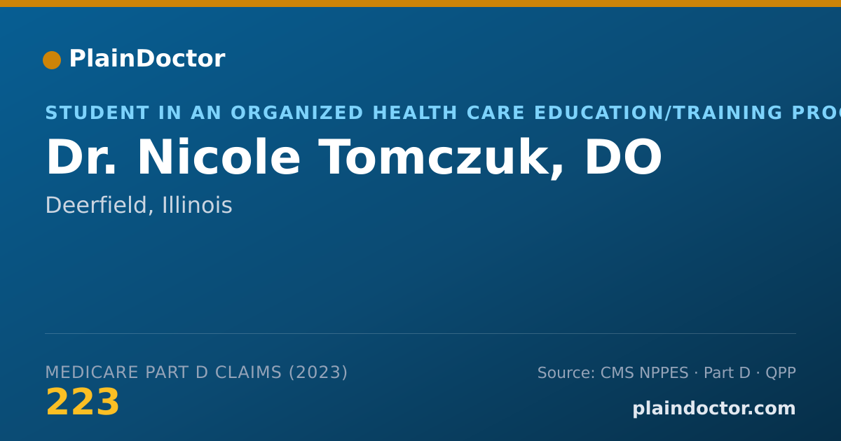 Shareable card for Nicole Tomczuk, DO - Student in an Organized Health Care Education/Training Program, Deerfield, IL