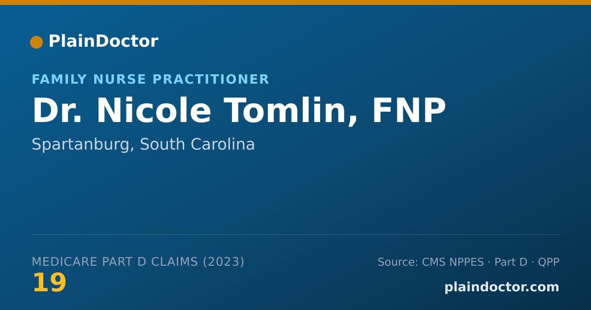 Shareable card for Nicole Tomlin, FNP - Family Nurse Practitioner, Spartanburg, SC