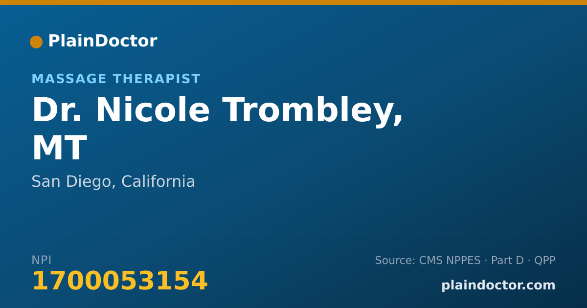 Shareable card for Nicole Trombley, MT - Massage Therapist, San Diego, CA