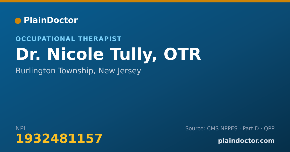 Shareable card for Nicole Tully, OTR - Occupational Therapist, Burlington Township, NJ