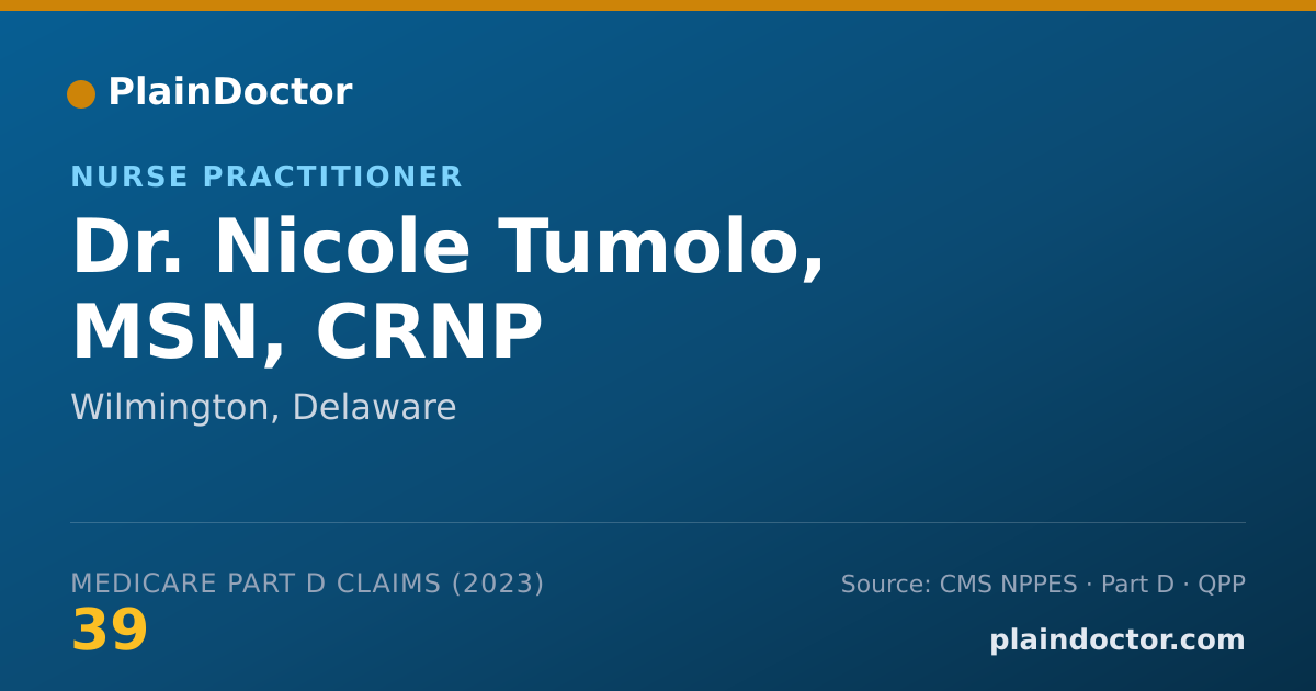 Shareable card for Nicole Tumolo, MSN, CRNP - Nurse Practitioner, Wilmington, DE