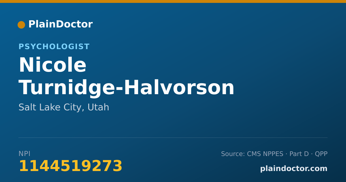 Shareable card for Nicole Turnidge-Halvorson - Psychologist, Salt Lake City, UT