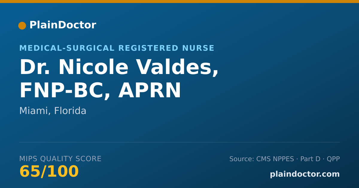 Shareable card for Nicole Valdes, FNP-BC, APRN - Medical-Surgical Registered Nurse, Miami, FL