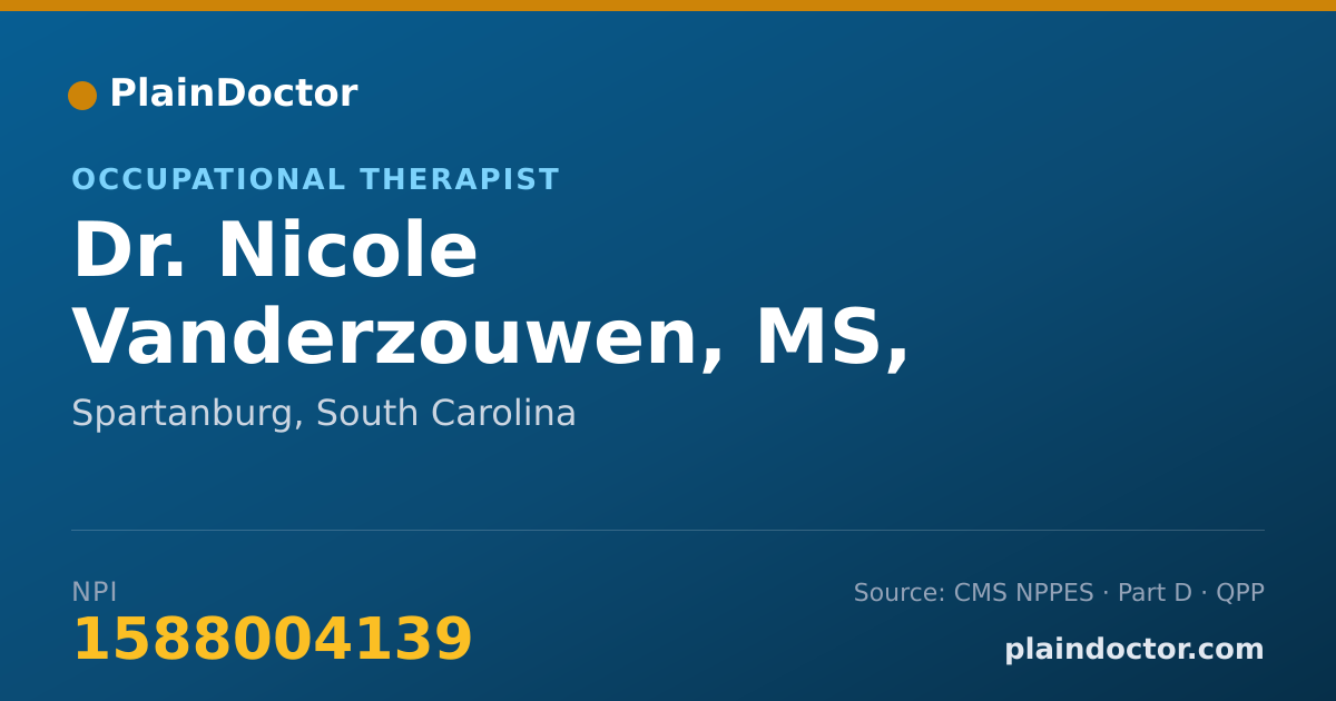 Shareable card for Nicole Vanderzouwen, MS, OTR/L - Occupational Therapist, Spartanburg, SC