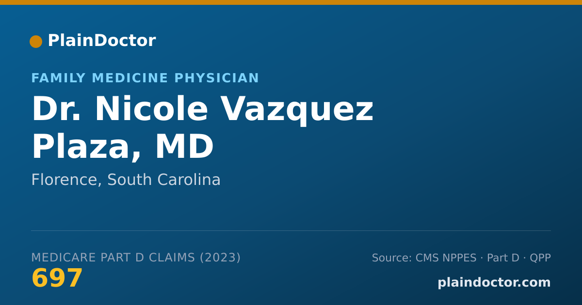 Shareable card for Nicole Vazquez Plaza, MD - Family Medicine Physician, Florence, SC