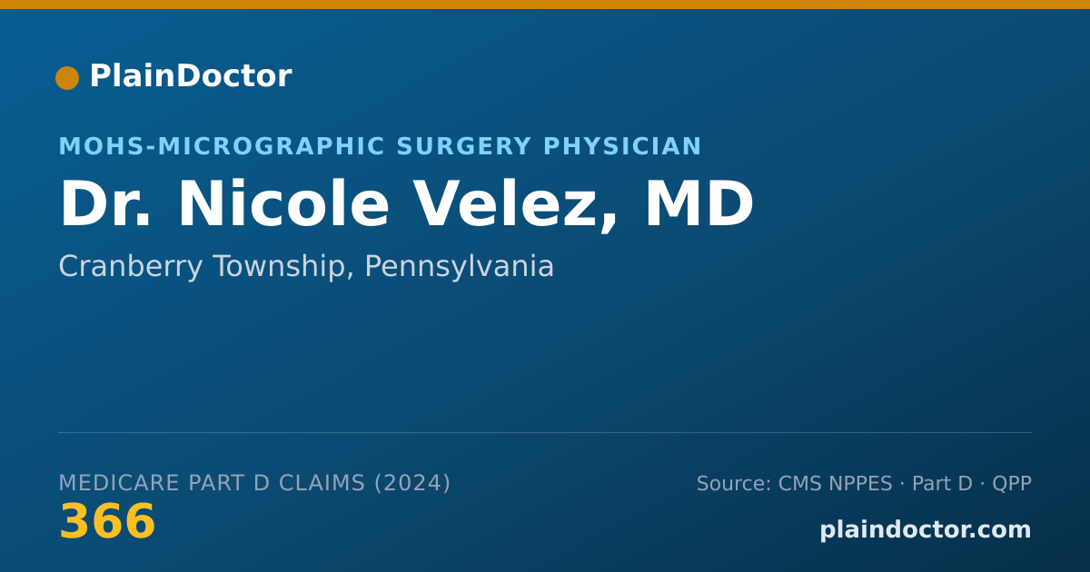 Shareable card for Nicole Velez, MD - Dermatology Physician, Cranberry Township, PA