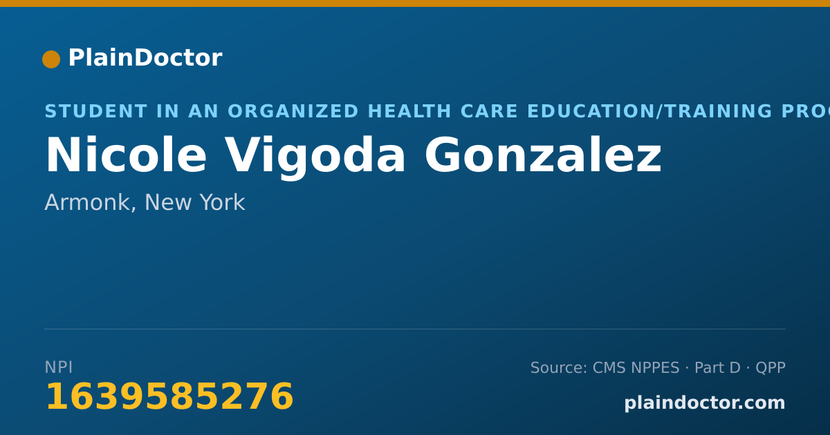Shareable card for Nicole Vigoda Gonzalez - Student in an Organized Health Care Education/Training Program, Armonk, NY