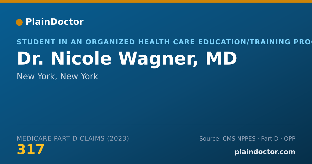 Shareable card for Nicole Wagner, MD - Student in an Organized Health Care Education/Training Program, New York, NY