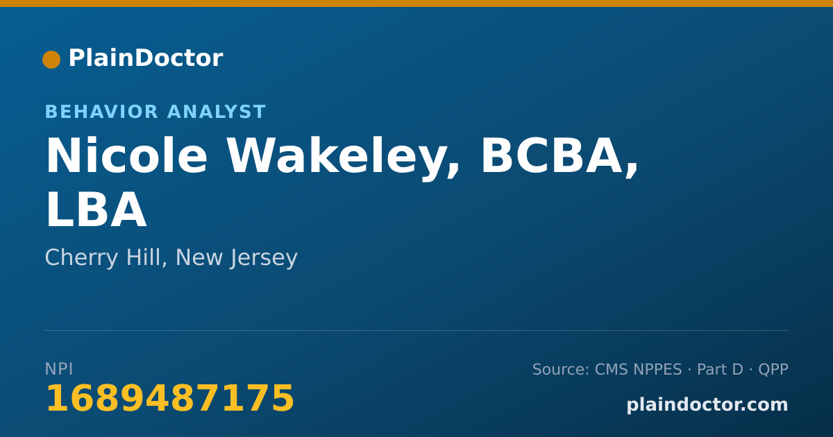 Shareable card for Nicole Wakeley, BCBA, LBA - Behavior Analyst, Cherry Hill, NJ