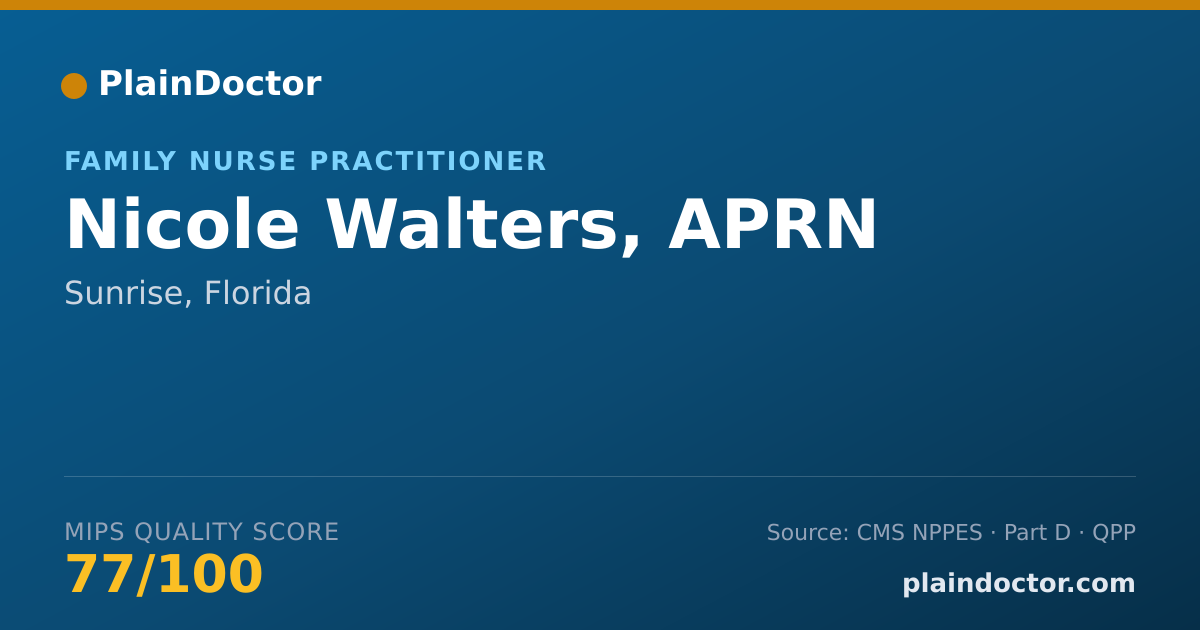 Shareable card for Nicole Walters, APRN - Family Nurse Practitioner, Sunrise, FL
