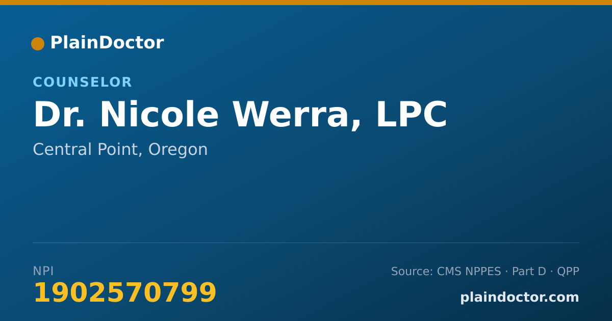Shareable card for Nicole Werra, LPC - Counselor, Central Point, OR