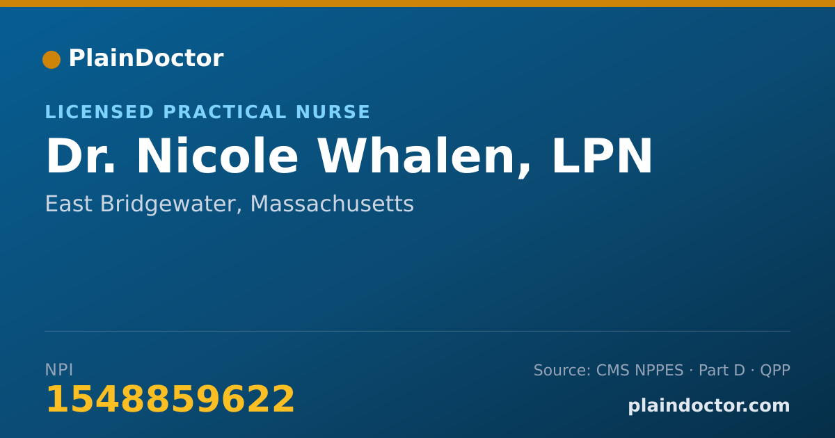 Shareable card for Nicole Whalen, LPN - Licensed Practical Nurse, East Bridgewater, MA