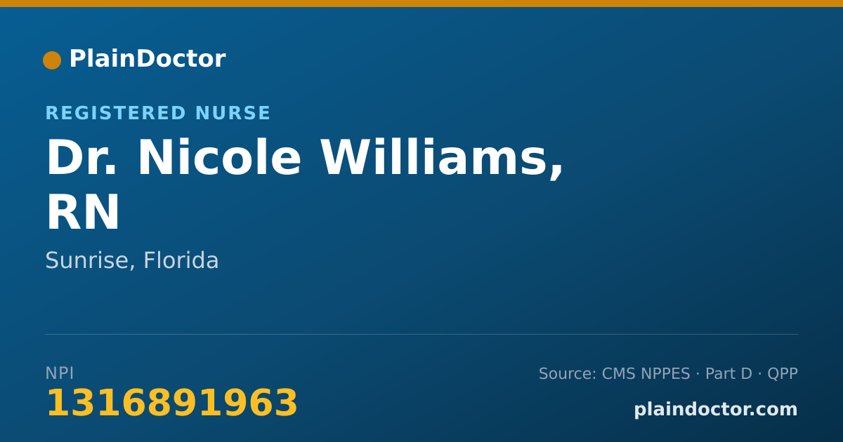 Shareable card for Nicole Williams, RN - Registered Nurse, Sunrise, FL