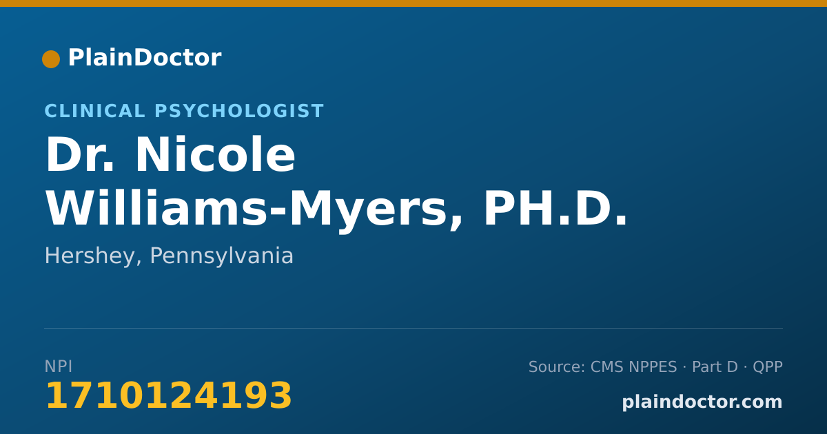 Shareable card for Nicole Williams-Myers, PH.D. - Clinical Psychologist, Hershey, PA