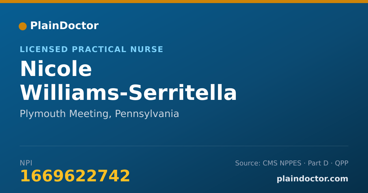 Shareable card for Nicole Williams-Serritella - Licensed Practical Nurse, Plymouth Meeting, PA