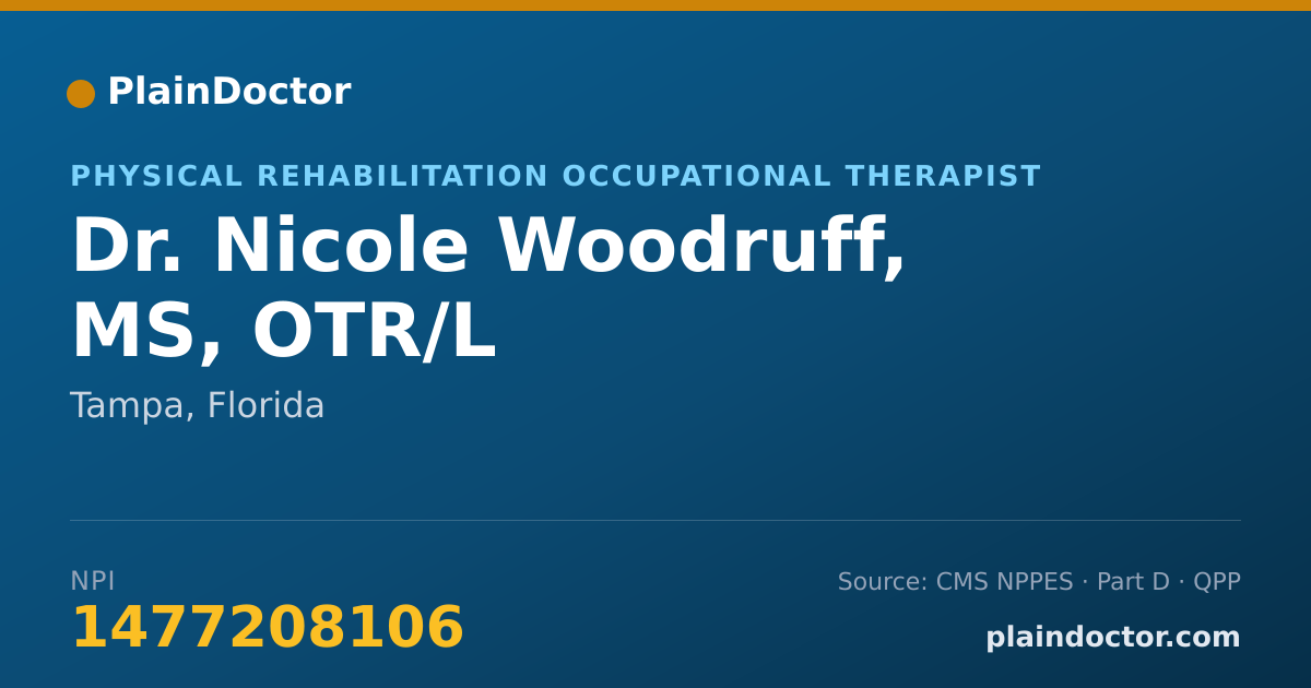 Shareable card for Nicole Woodruff, MS, OTR/L - Physical Rehabilitation Occupational Therapist, Tampa, FL
