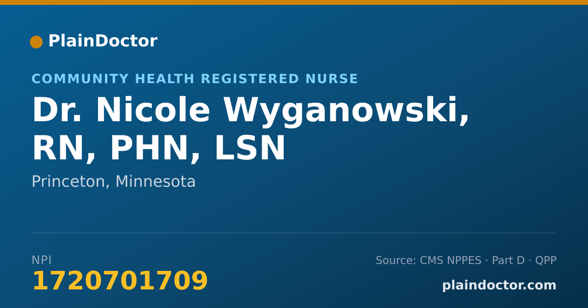Shareable card for Nicole Wyganowski, RN, PHN, LSN - Community Health Registered Nurse, Princeton, MN