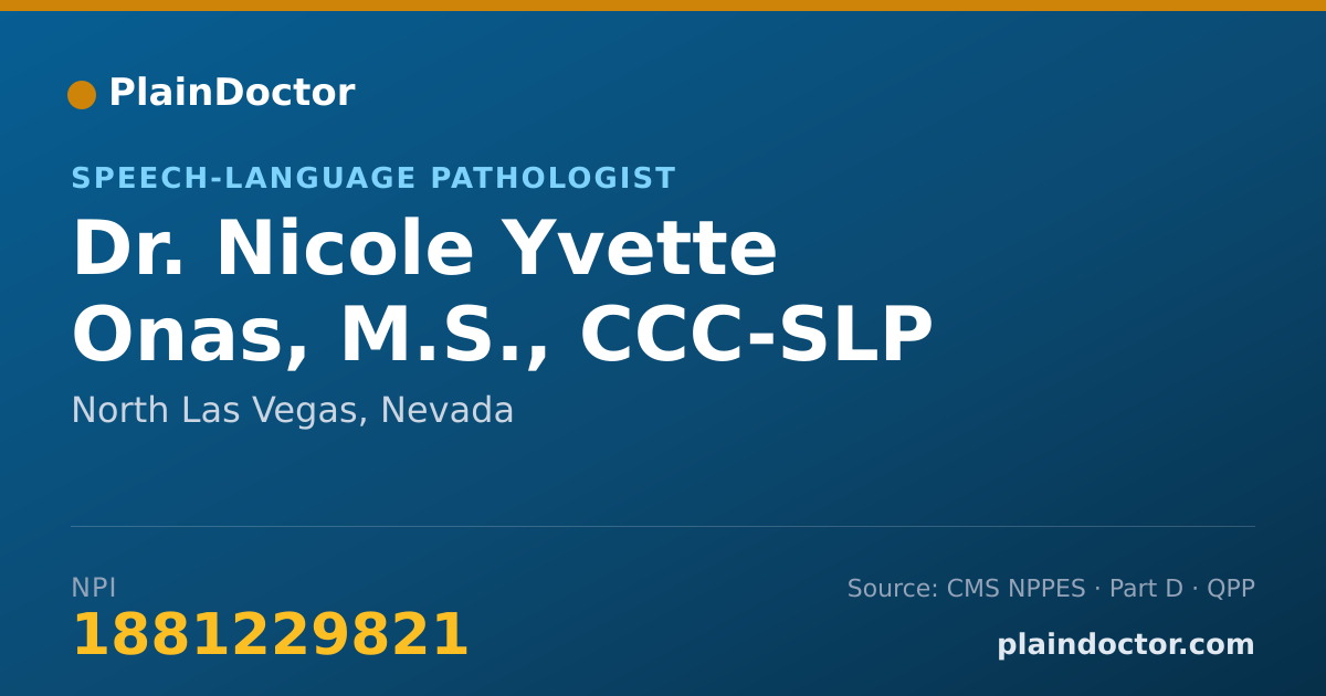 Shareable card for Nicole Yvette Onas, M.S., CCC-SLP - Speech-Language Pathologist, North Las Vegas, NV