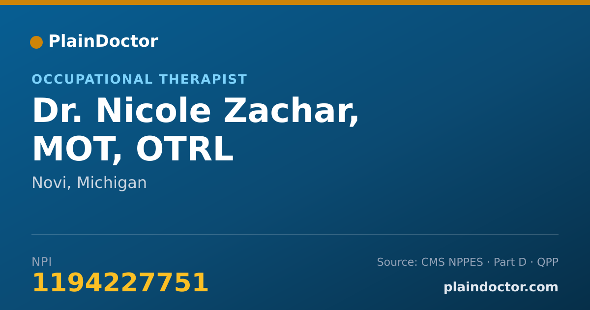 Shareable card for Nicole Zachar, MOT, OTRL - Occupational Therapist, Novi, MI