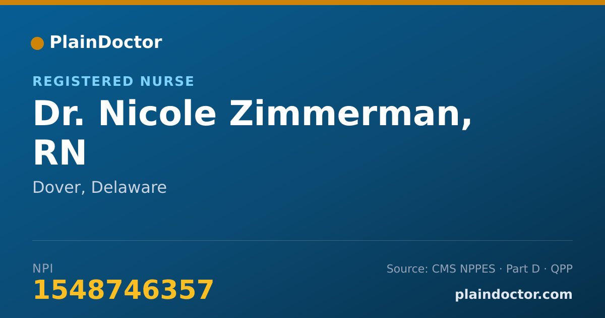 Shareable card for Nicole Zimmerman, RN - Registered Nurse, Dover, DE