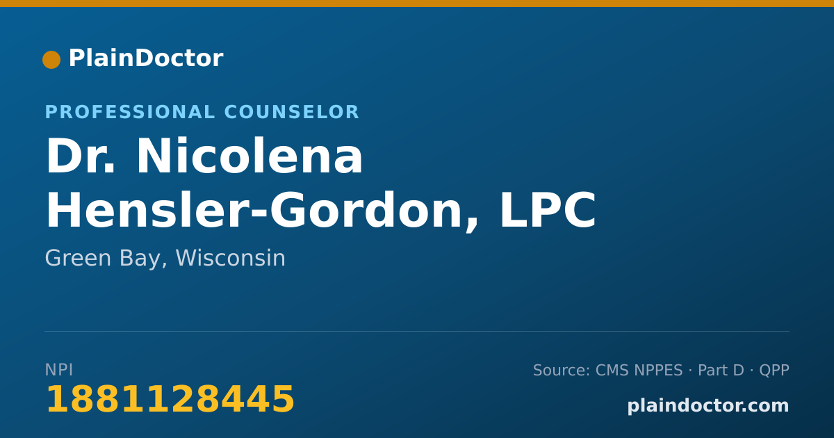 Shareable card for Nicolena Hensler-Gordon, LPC - Professional Counselor, Green Bay, WI