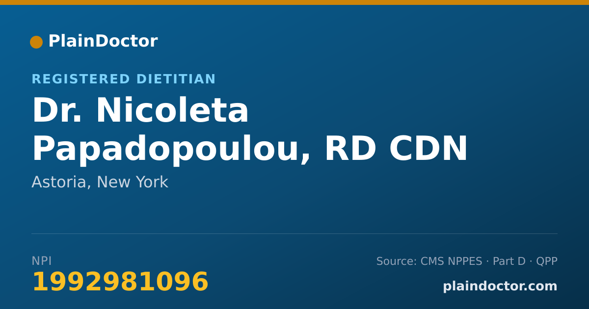 Shareable card for Nicoleta Papadopoulou, RD CDN - Registered Dietitian, Astoria, NY