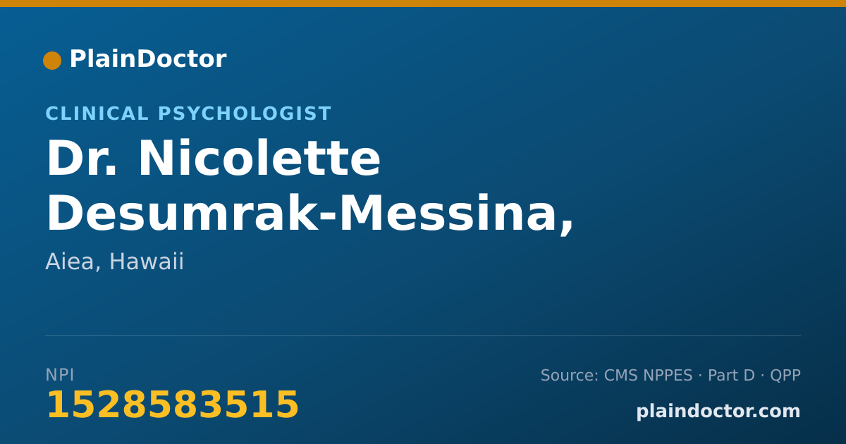 Shareable card for Nicolette Desumrak-Messina, PSY.D - Clinical Psychologist, Aiea, HI