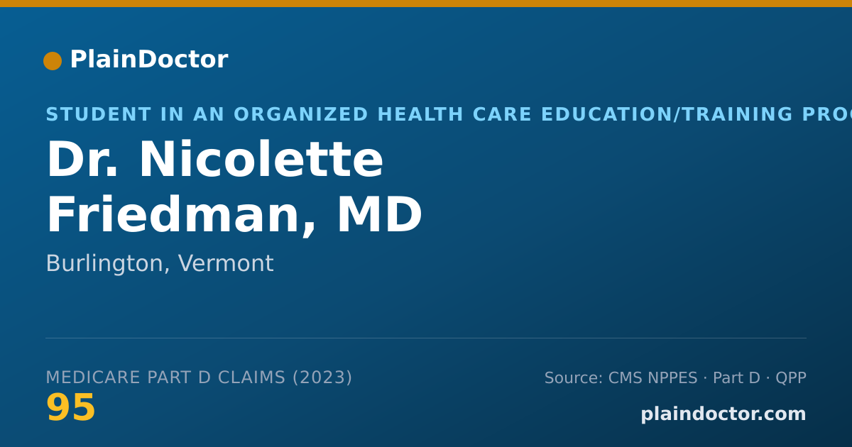 Shareable card for Nicolette Friedman, MD - Student in an Organized Health Care Education/Training Program, Burlington, VT