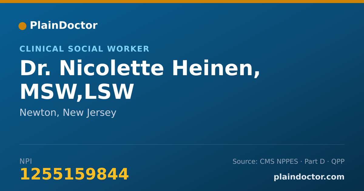 Shareable card for Nicolette Heinen, MSW,LSW - Clinical Social Worker, Newton, NJ