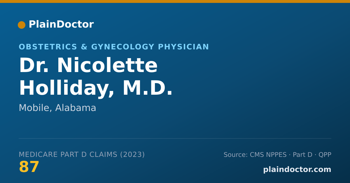 Shareable card for Nicolette Holliday, M.D. - Obstetrics & Gynecology Physician, Mobile, AL