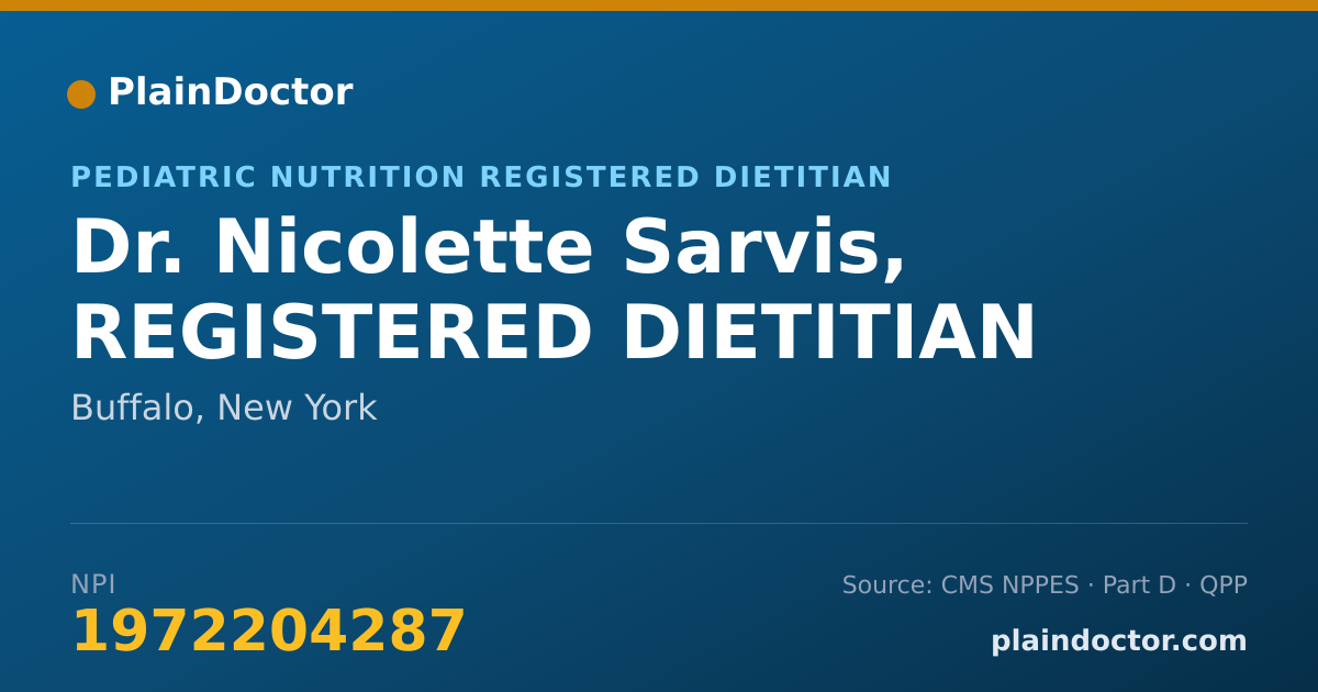 Shareable card for Nicolette Sarvis, REGISTERED DIETITIAN - Pediatric Nutrition Registered Dietitian, Buffalo, NY