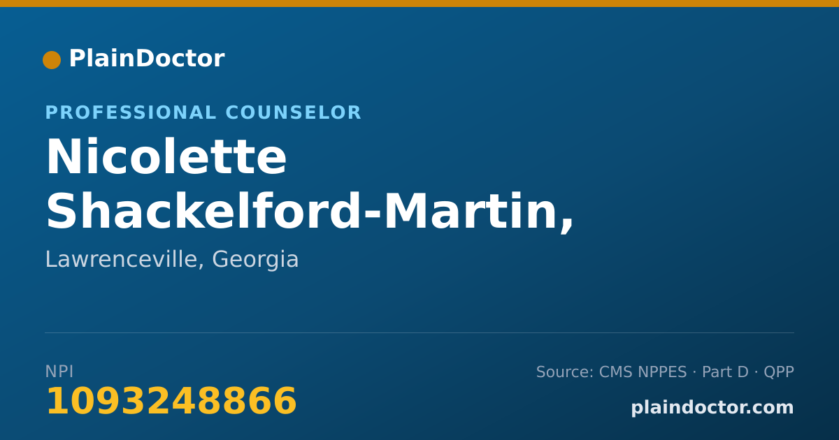 Shareable card for Nicolette Shackelford-Martin, LPC - Professional Counselor, Lawrenceville, GA