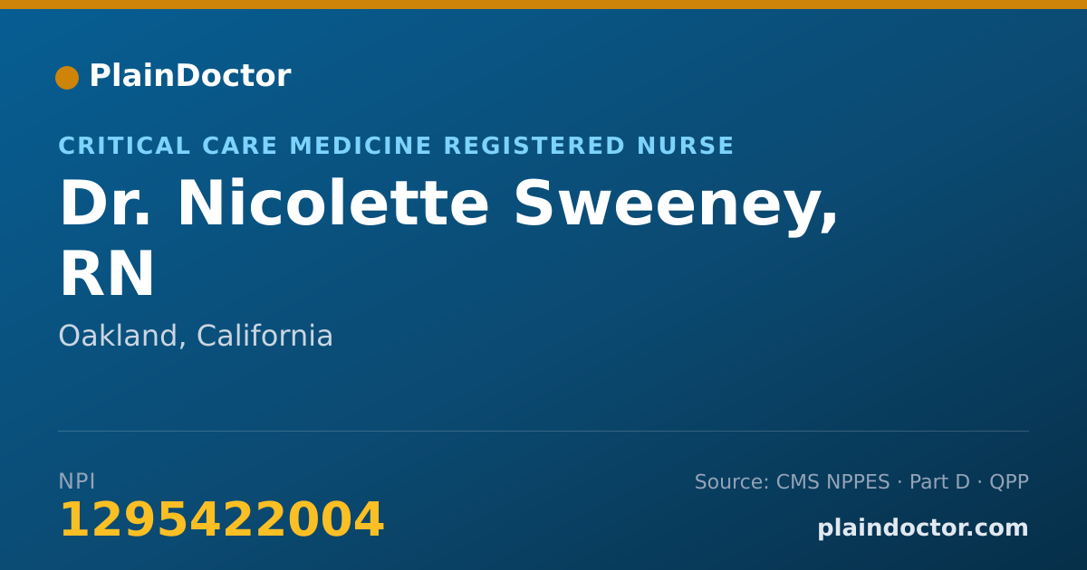 Shareable card for Nicolette Sweeney, RN - Critical Care Medicine Registered Nurse, Oakland, CA