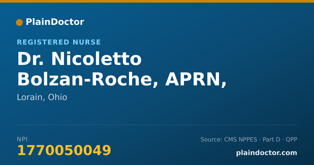 Shareable card for Nicoletto Bolzan-Roche, APRN, NP-C - Registered Nurse, Lorain, OH