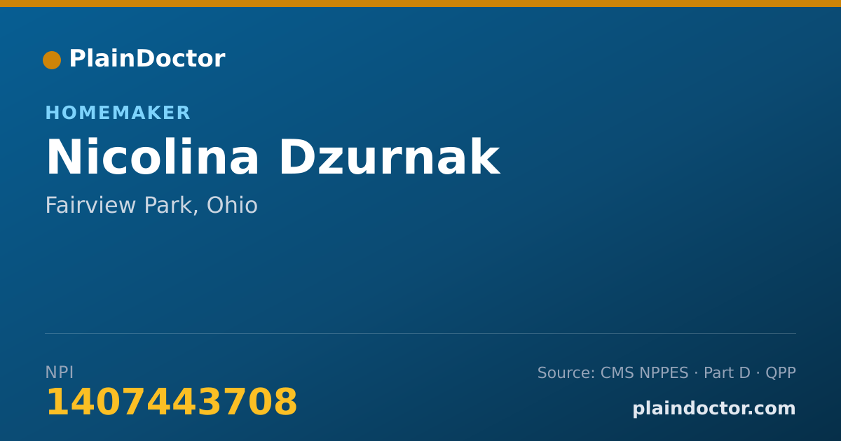 Shareable card for Nicolina Dzurnak - Homemaker, Fairview Park, OH