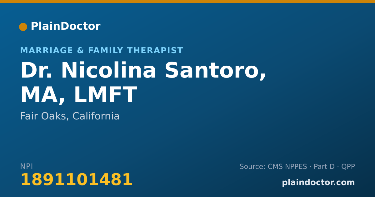 Shareable card for Nicolina Santoro, MA, LMFT - Marriage & Family Therapist, Fair Oaks, CA
