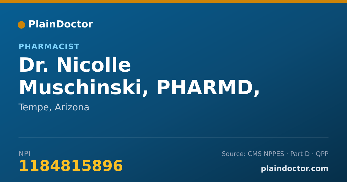 Shareable card for Nicolle Muschinski, PHARMD, RPH - Pharmacist, Tempe, AZ
