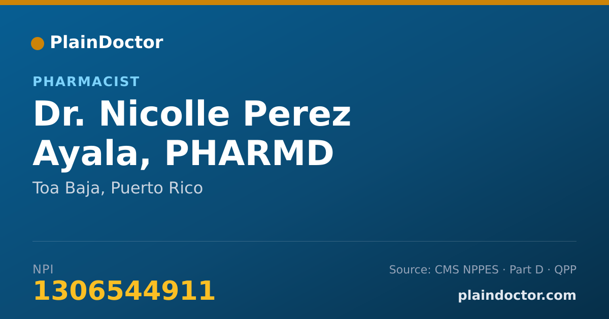Shareable card for Nicolle Perez Ayala, PHARMD - Pharmacist, Toa Baja, PR