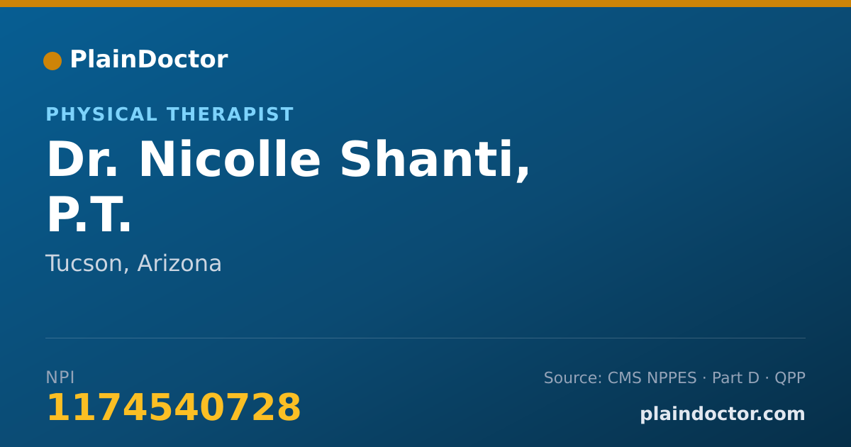 Shareable card for Nicolle Shanti, P.T. - Physical Therapist, Tucson, AZ